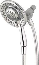 Cabeça de chuveiro Delta 4-Setting In2ition 2 em 1 Chrome 1,75 GPM Cabeça de chuveiro Delta 4-Setting In2ition 2 em 1 Chrome 1,75 GPM