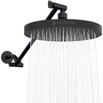 Cabeça de chuveiro SparkPod Round Rain com braço de extensão preta Cabeça de chuveiro SparkPod Round Rain com braço de extensão preta
