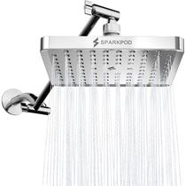 Cabeça de chuveiro SparkPod Square Rain com braço de extensão cromado Cabeça de chuveiro SparkPod Square Rain com braço de extensão cromado
