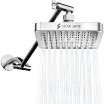 Cabeça de chuveiro SparkPod Square Rain com braço de extensão cromado Cabeça de chuveiro SparkPod Square Rain com braço de extensão cromado