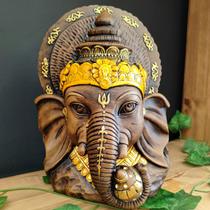 Cabeça de ganesha envelhecida com amarelo 26cm Cabeça de ganesha envelhecida com amarelo 26cm