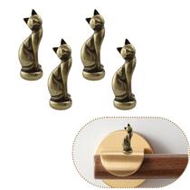 Cabeça de Gato para Dobradiça Enfeites Decorativos Ímãs Vintage para Dobradiças de Porta, Gárgulas Bronzeadas 2024, Decoração de Casa (Gato)