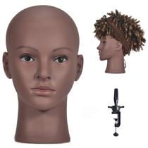 Cabeça de manequim Ba Sha Afro Cosmetology Bald com pinça de 28 cm