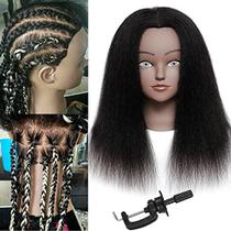 Cabeça de manequim com manequim de cabelo humano cabeça 14 polegadas 100% real cabelo treinamento cabeça boneca cabeça para cabeleireiro prática de cosmequim cosmequim cabelo cabeça de manequim com suporte de grampo livre (14 polegadas, D-D) - "N/A"