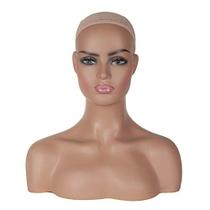 Cabeça de manequim feminino realista com shoulder display manequim cabeça busto para perucas, maquiagem, acessórios de beleza exibindo