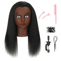 Cabeça de manequim LECIPO 100% cabelo humano real com suporte de 56 cm