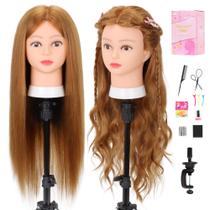 Cabeça de manequim ManneQueenHead 80% cabelo real 66-71 cm com suporte Cabeça de manequim ManneQueenHead 80% cabelo real 66-71 cm com suporte