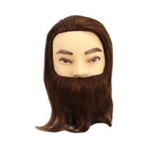 Cabeça De Manequim Masculina De Cabelo Humano Real Com Barba Para Treinamento De Corte De Cabelo Em