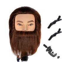Cabeça de Manequim Masculina LJSMJF com 100% Cabelo Humano e Barba Castanha Cabeça de Manequim Masculina LJSMJF com 100% Cabelo Humano e Barba Castanha
