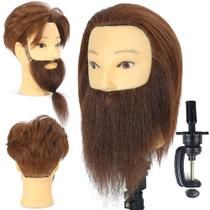 Cabeça de manequim TKIMHEQ Masculino com barba 100% cabelo humano 6"