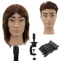 Cabeça de manequim WDQXCQA, barbeiro masculino, cosmetologia, marrom escuro