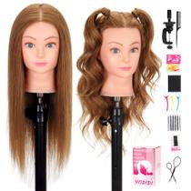 Cabeça de manequim YODIDI 100% cabelo humano 22-24 mulheres com ferramentas