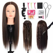 Cabeça de manequim ZOMOI com 80% de cabelo humano real 66-71cm