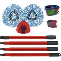 Cabeça de reposição Spin Mop, pacote com 2, base e alça de 4 seções Cabeça de reposição Spin Mop, pacote com 2, base e alça de 4 seções