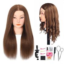 Cabeça de Treino de Cosmetologia Opini - 100% Cabelo Humano Castanho