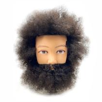 Cabeça De Treino Masculino Com Barba Cabelo 100% Humano Afro