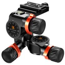Cabeça de tripé K&F Concept de 3 vias totalmente CNC com engrenagem de alumínio CNC de 6 kg