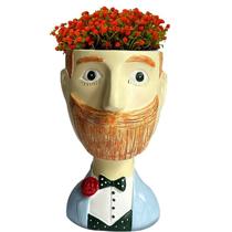 Cabeça masculina de desenho animado Flowerpot Creative Resin Gentleman Bust