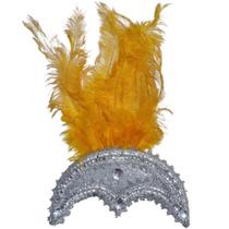 Cabeça Passista Carnaval com Pena COR:Prata com pena amarela Cabeça Passista Carnaval com Pena COR:Prata com pena amarela