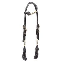 Cabeçada 1 Orelha com Apliques e Charroa Preta Top Equine 37726