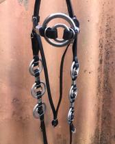 Cabeçada Argola Dupla Couro, Para Cavalos Todas As Raças Várias Cores