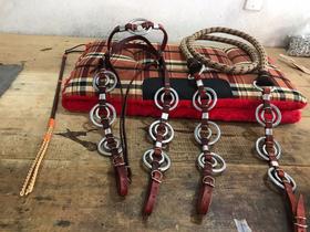Cabeçada Cavalo Manta Forrada Redea Couro Tala Propileno