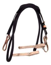 Cabeçada De Fita Preta e Rédea Polipropileno Preta Para Cavalo Regulagem