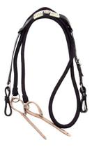 Cabeçada e Rédea Para Cavalo Preta Trançada Aplique Zamac Circular