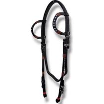 Cabeçada manga-larga para cavalo luxo com trança em couro duas orelhas