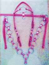 Cabeçada,peitoral,rosa Lind Argola,,muares, Couro Ofertaço