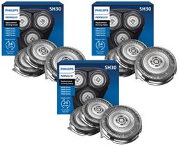 Cabeças de corte Philips Norelco SH30/52, compatíveis com barbeadores Philips das séries 1000, 3000 e 5000, alto desempenho, autoafiáveis, 3 peças, modelo SH30/52, pacote com 3 Cabeças de corte Philips Norelco SH30/52, compatíveis com barbeadores Philips das séries 1000, 3000 e 5000, alto desempenho, autoafiáveis, 3 peças, modelo SH30/52, pacote com 3