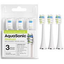 Cabeças de escova de reposição Aquasonic Proflex, pacote com 3, brancas Cabeças de escova de reposição Aquasonic Proflex, pacote com 3, brancas