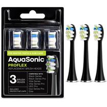 Cabeças de escova de reposição Aquasonic Proflex, pacote com 3, pretas