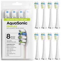 Cabeças de escova de reposição Aquasonic Proflex, pacote com 8, brancas Cabeças de escova de reposição Aquasonic Proflex, pacote com 8, brancas