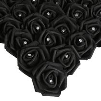 Cabeças de flores artificiais IPOPU Black Rose 100 unidades com cristal