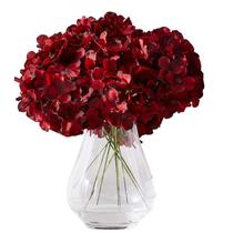 Cabeças de flores de hortênsia artificiais Kislohum Burgundy x10 com caules Cabeças de flores de hortênsia artificiais Kislohum Burgundy x10 com caules