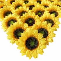 Cabeças de girassol artificiais UKELER 50 unidades, 9 cm, decoração amarela