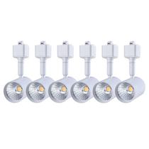 Cabeças de iluminação de trilhos LED mirrea, pacote com 6, 6,5 W, 3000 K, branco quente