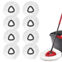 Cabeças de reposição Spin Mop, pacote com 8 unidades, 100% microfibra branca Cabeças de reposição Spin Mop, pacote com 8 unidades, 100% microfibra branca