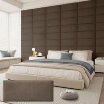 Cabeceira 14 Placas Size Moderna Estofada Painel Autocolante - Cabeceira 14 Placas Size Moderna Estofada Painel Autocolante -