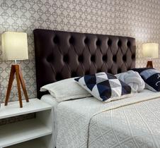 Cabeceira 140 Cama Box Luna Capitone Marrom Corano Com Pés RBL Cabeceira 140 Cama Box Luna Capitone Marrom Corano Com Pés RBL