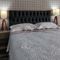 Cabeceira 140 Cama Box Vintage Capitone Preto Suede Painel RBL