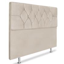 Cabeceira 160cm Analu Tecido Suede Bege Strass Ísis Decor