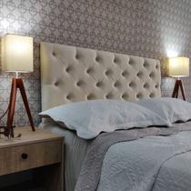 Cabeceira 195 Cama Box Classic Capitone Bege Suede Com Pés RBL