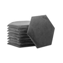 Cabeceira 3D Acolchoada Para Parede Cama Queen Modulo Hexagonal Cinza 13 peças - Marina Enxovais