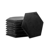 Cabeceira 3D Acolchoada Para Parede Cama Queen Modulo Hexagonal Preto 13 peças
