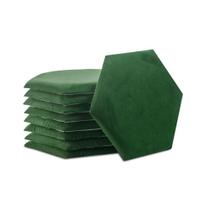 Cabeceira 3D Acolchoada Solteiro Hexagonal Verde 7Peças