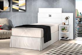 Cabeceira ACAP Para Cama Box Solteiro Com Prateleiras Laterais Para Objetos Cor Branco Cabeceira ACAP Para Cama Box Solteiro Com Prateleiras Laterais Para Objetos Cor Branco