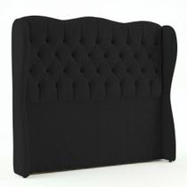 Cabeceira Alora Queen Size Estofada Capitonê no Box MDF Bouclê Preto Abmaza Cabeceira Alora Queen Size Estofada Capitonê no Box MDF Bouclê Preto Abmaza