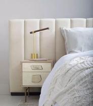 Cabeceira Alta Para Cama Box Estofada Casal Queen King 340x120cm Camurça Areia